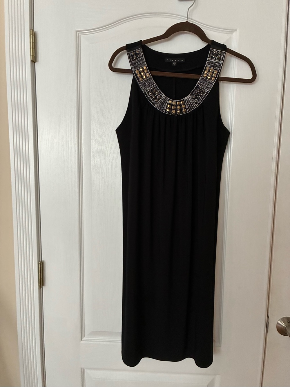 Tiana B. Medium Black Dress with Beaded Neckline - Excellent